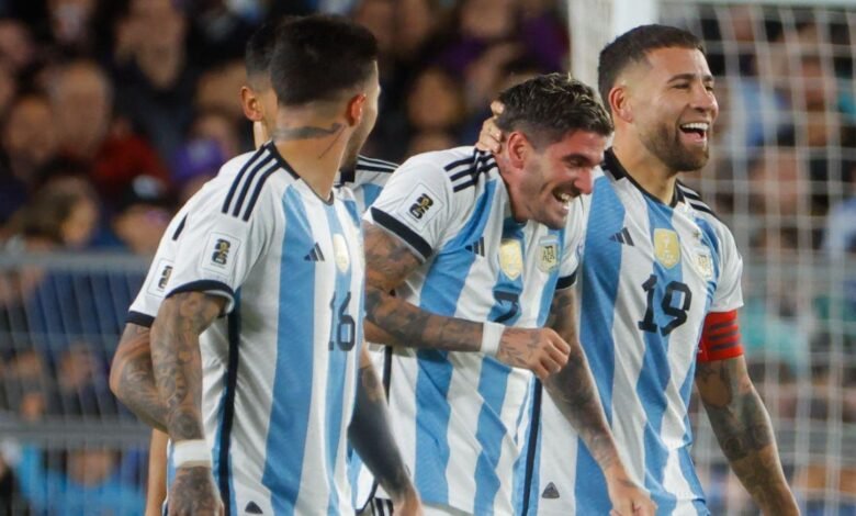 Argentina en la victoria contra Brasil (1-0) durante las Eliminatorias CONMEBOL para el Mundial