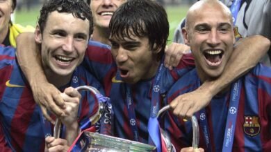 Henrik Larsson, celebrando la Champions con el Barça en 2006