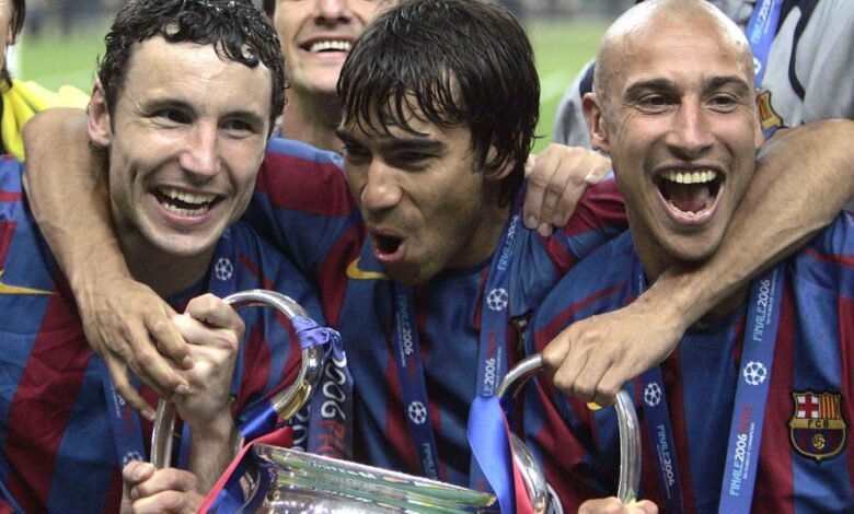 Henrik Larsson, celebrando la Champions con el Barça en 2006