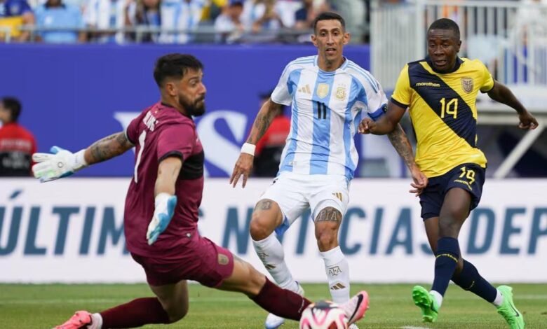 El solitario gol de Di María le concedió la victoria a Argentina sobre Ecuador en su último amistoso