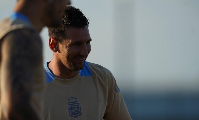 Leo Messi durante el entreno de la Selección Argentina en el centro deportivo del Inter Miami CF