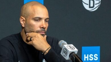 Jordi Fernández, en una rueda de prensa con los Brooklyn Nets