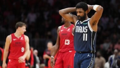 Kyrie Irving tras fallar un tiro libre en los segundos finales