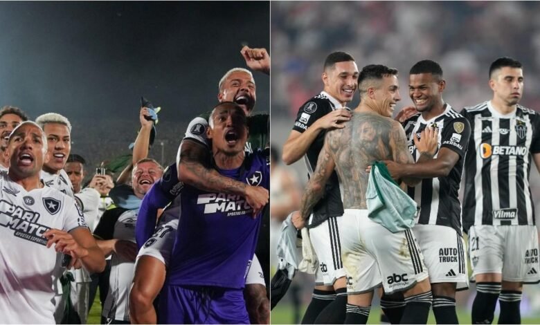 Botafogo y Atlético Mineiro celebrando su acceso a la final de la Copa Libertadores