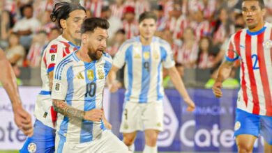 Messi, en el partido entre Paraguay y Argentina