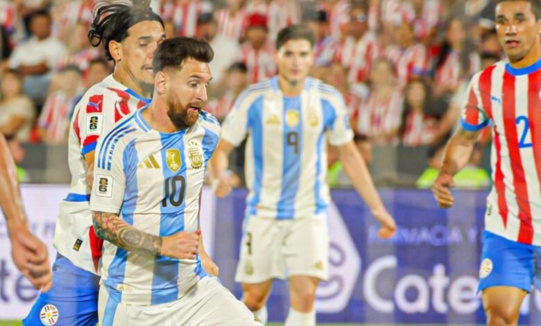 Messi, en el partido entre Paraguay y Argentina