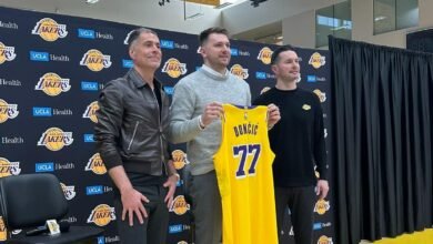 Doncic, durante su presentación con los Lakers