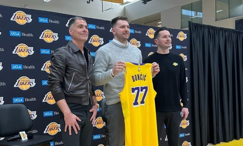 Doncic, durante su presentación con los Lakers